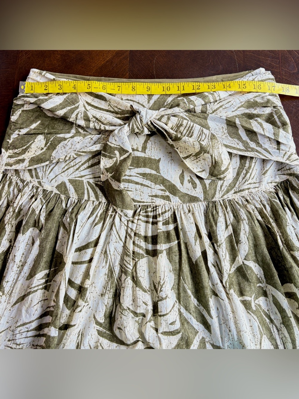 Lauren Ralph Lauren Tropical Leaf Print Tiered Midi Skirt Sz 10 Tie Waist Resort - Picture 8 of 9